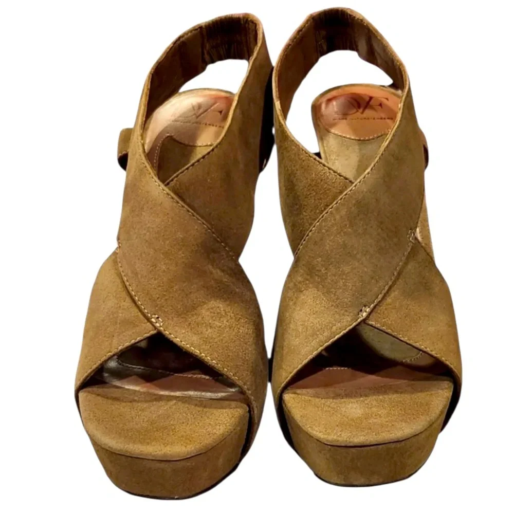 Diane von Furstenberg Zia Suede Platform Stiletto Heels | Camel Color | Sz 9 1/2 - Picture 4 of 8